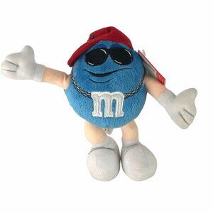 2007 Galerie Blue M&M Plush Baseball Hat Gold Chain Adjustable Arms/Legs 7"